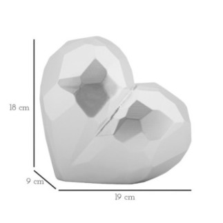 Vase coeur en résine argenté 19x9x18 cm