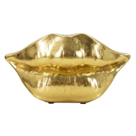 Vase lèvre en résine doré 23x8x12 cm