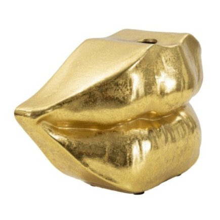 Vase lèvre en résine doré 23x8x12 cm