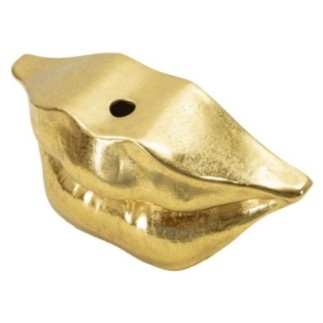 Jarrón labial de resina dorada 23x8x12 cm