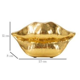 Vaso a labbra in resina dorata 23x8x12 cm