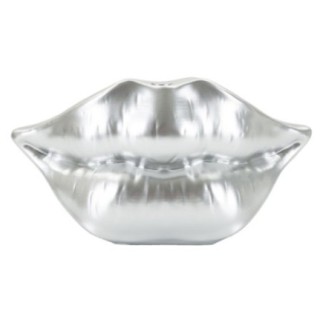 Vase lèvre en résine argenté 23x8x12 cm