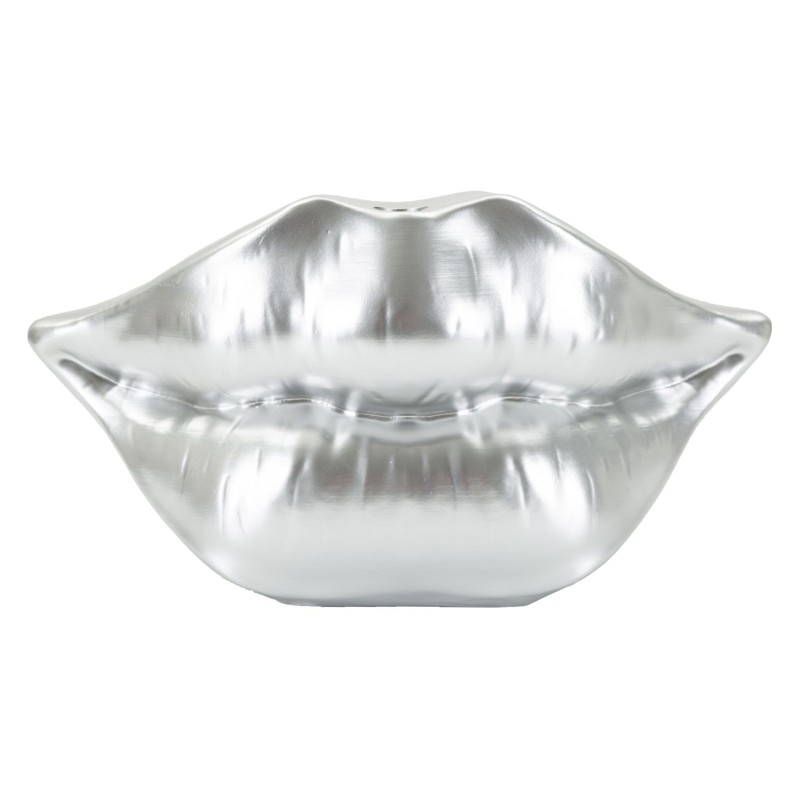 Vaso a labbra in resina argentata 23x8x12 cm
