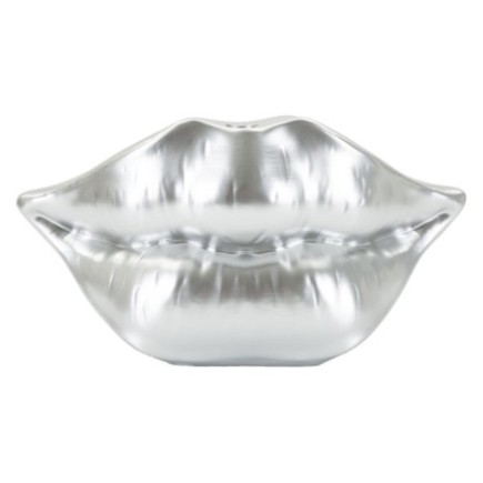 Vase lèvre en résine argenté 23x8x12 cm
