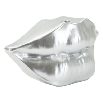 Vase lèvre en résine argenté 23x8x12 cm