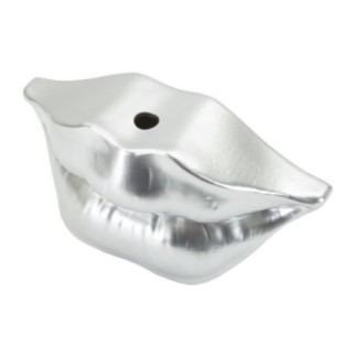 Vaso a labbra in resina argentata 23x8x12 cm
