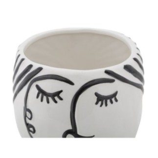 Vase visage en résine blanche 14x18.2 cm