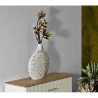 Vaso in resina bianca 30,5x11,5x46,5 cm