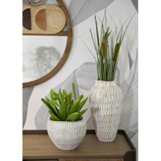 Vaso em resina branca 22 x 44 cm