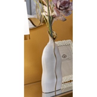 Vase en céramique blanche 16x8x40 cm