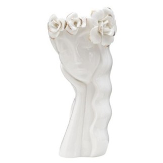 Vase visage femme en céramique blanche 14.8x13x29 cm