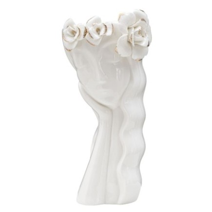 Vase visage femme en céramique blanche 14.8x13x29 cm