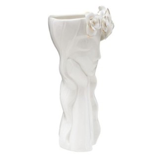 Vase visage femme en céramique blanche 14.8x13x29 cm