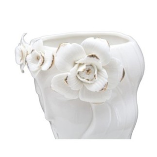 Vase visage femme en céramique blanche 14.8x13x29 cm