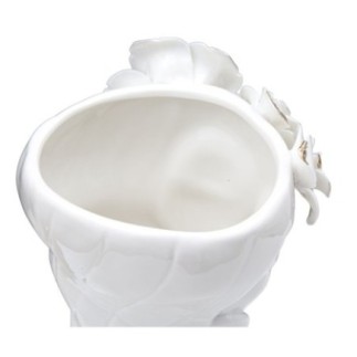 Vaso com rosto de mulher em cerâmica branca, 14,8 x 13 x 29 cm