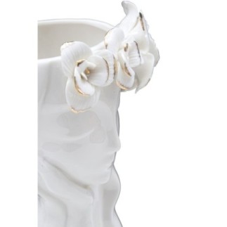Vaso com rosto de mulher em cerâmica branca, 14,8 x 13 x 29 cm