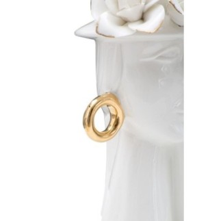 Vase visage femme en céramique blanche 15x13.3x23.5 cm