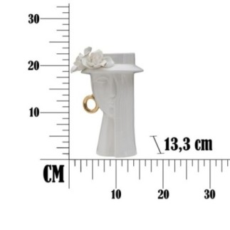 Vase visage femme en céramique blanche 15x13.3x23.5 cm