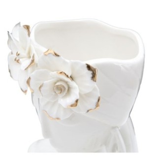 Vase visage femme en céramique blanche 21.7x14x21 cm