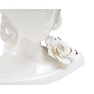 Vaso in ceramica bianca con volto di donna 21,7x14x21 cm