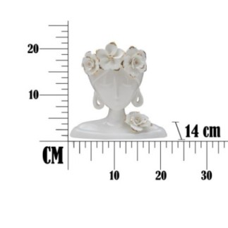 Vaso in ceramica bianca con volto di donna 21,7x14x21 cm