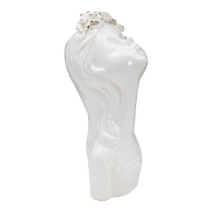 Vase visage femme en céramique blanche 10x14x26 cm