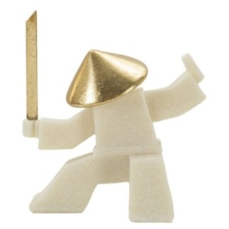 Statuette samourai en résine blanche 17x7.5x18.5 cm