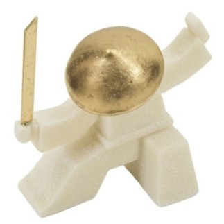 Statuetta di samurai in resina bianca 17x7,5x18,5 cm