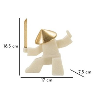 Statuetta di samurai in resina bianca 17x7,5x18,5 cm