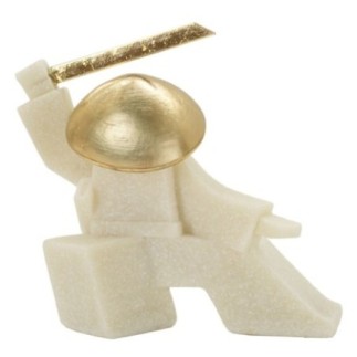 Statuette samouraï en résine beige 19x8x18 cm