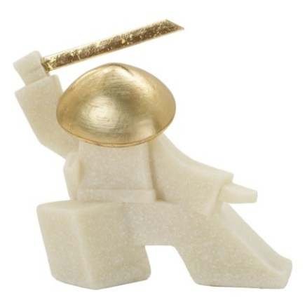 Statuette samouraï en résine beige 19x8x18 cm