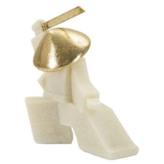 Statuette samouraï en résine beige 19x8x18 cm