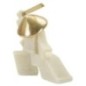 Estatuilla de samurai en resina beige 19x8x18 cm