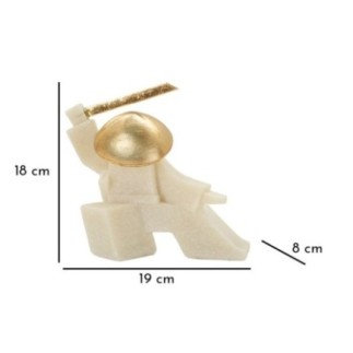Estatuilla de samurai en resina beige 19x8x18 cm