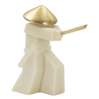 Statuette samouraï en résine beige 34x12x30 cm