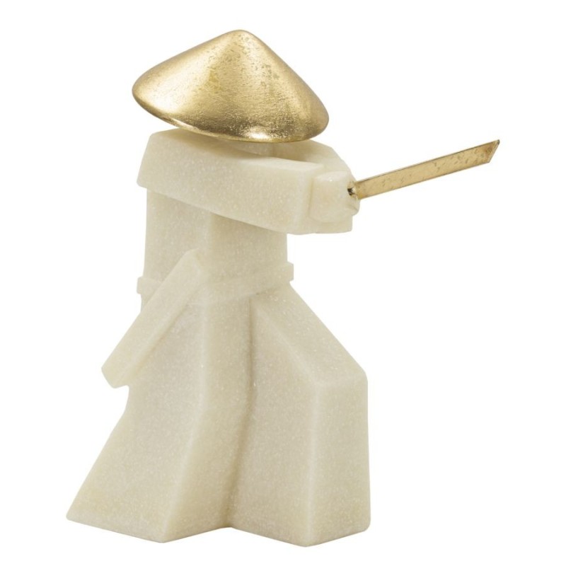 Statuetta di samurai in resina beige 34x12x30 cm
