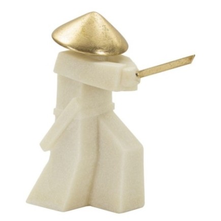 Estatuilla de samurai en resina beige 34x12x30 cm