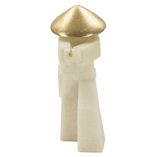 Statuette samouraï en résine beige 34x12x30 cm
