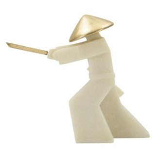 Statuetta di samurai in resina beige 34x12x30 cm