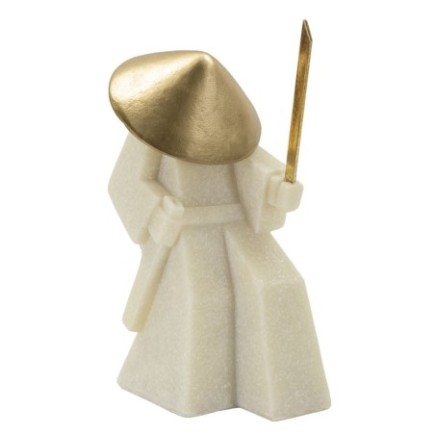 Statuette samouraï en résine beige 14x9x24.5 cm
