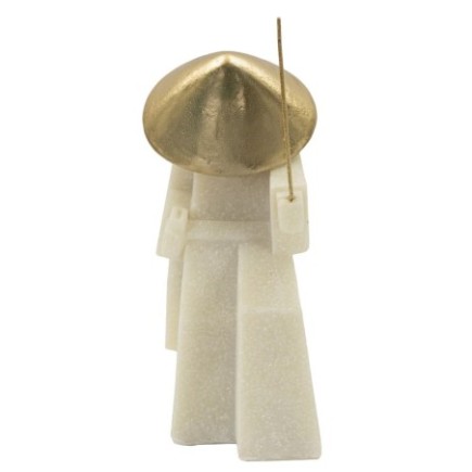 Statuette samouraï en résine beige 14x9x24.5 cm