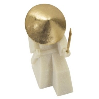 Statuette samouraï en résine beige 14x9x24.5 cm