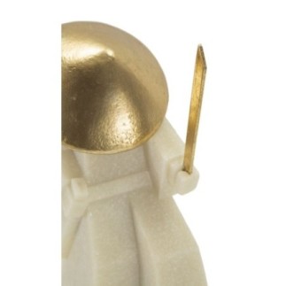 Statuette samouraï en résine beige 14x9x24.5 cm