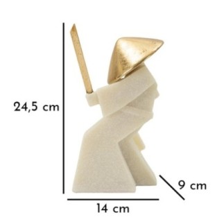 Statuette samouraï en résine beige 14x9x24.5 cm