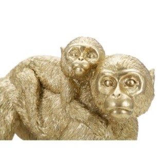 Estatueta de macaco em resina dourada, 29,5 x 11,5 x 18,5 cm