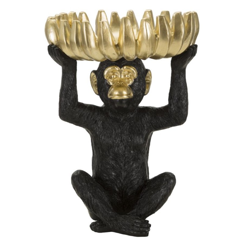 Vassoio tascabile Monkey in resina nera e oro 23x31,5 cm