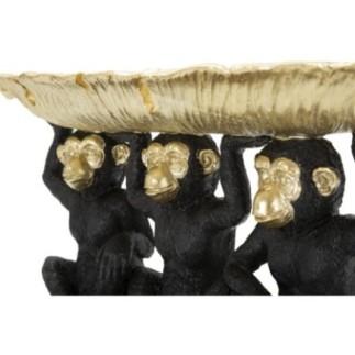 Vide poche singe en résine noir et or 43x15.7x20 cm
