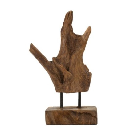 Objeto decorativo de madera marrón 20x11x34 cm - Pieza única