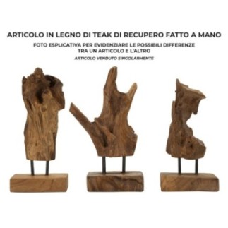 Objet décoratif en bois marron 20x11x34 cm - Pièce unique