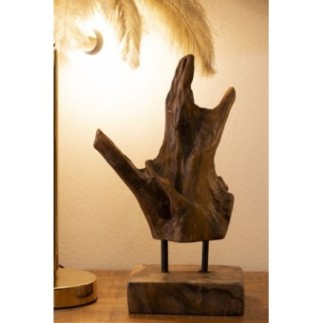 Objet décoratif en bois marron 20x11x34 cm - Pièce unique